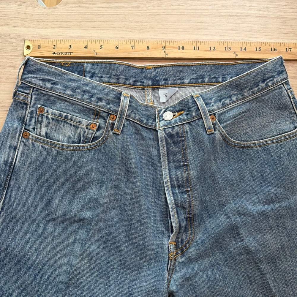 Levi's 501 Original Fit Heavy Starch Straight Leg Blue Denim Jeans 34x35 - Picture 5 of 9